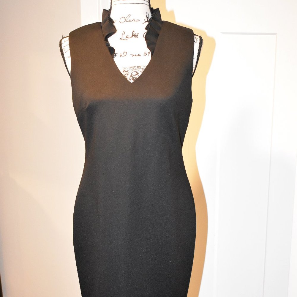 NWT CALVIN KLEIN RUFFLE V-NECK DRESS SIZE 10P